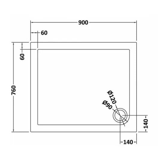 Bibe Slimline Rectangular Shower Tray - Slate Grey