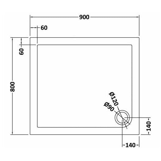 Bibe Slimline Rectangular Shower Tray - Slate Grey
