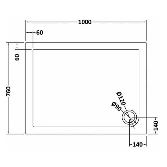 Bibe Slimline Rectangular Shower Tray - Slate Grey