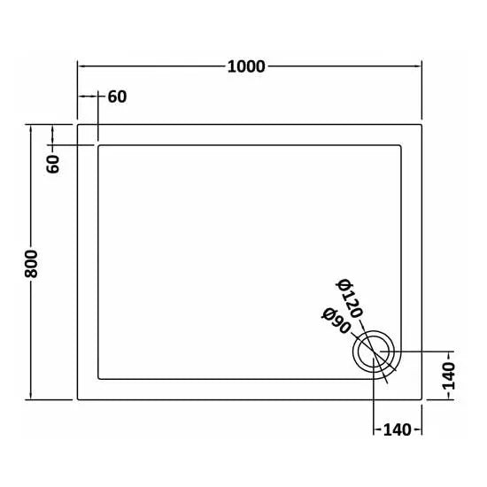 Bibe Slimline Rectangular Shower Tray - Slate Grey
