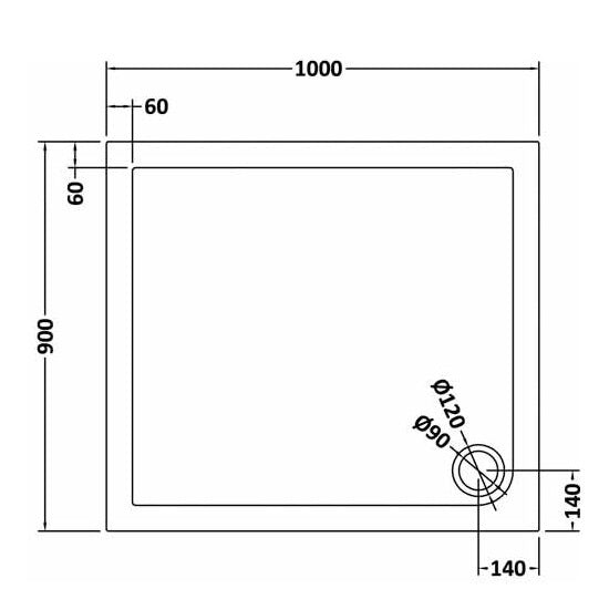 Bibe Slimline Rectangular Shower Tray - Slate Grey