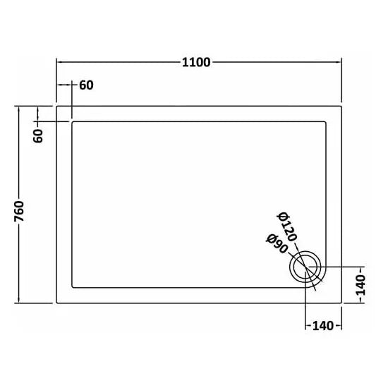 Bibe Slimline Rectangular Shower Tray - Slate Grey