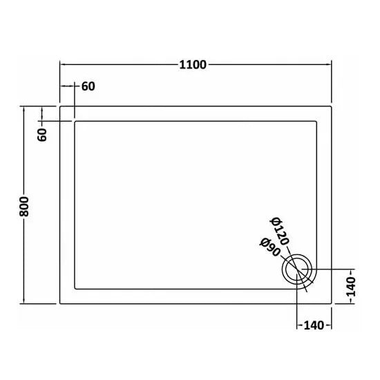 Bibe Slimline Rectangular Shower Tray - Slate Grey