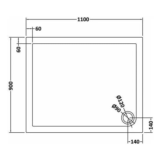 Bibe Slimline Rectangular Shower Tray - Slate Grey