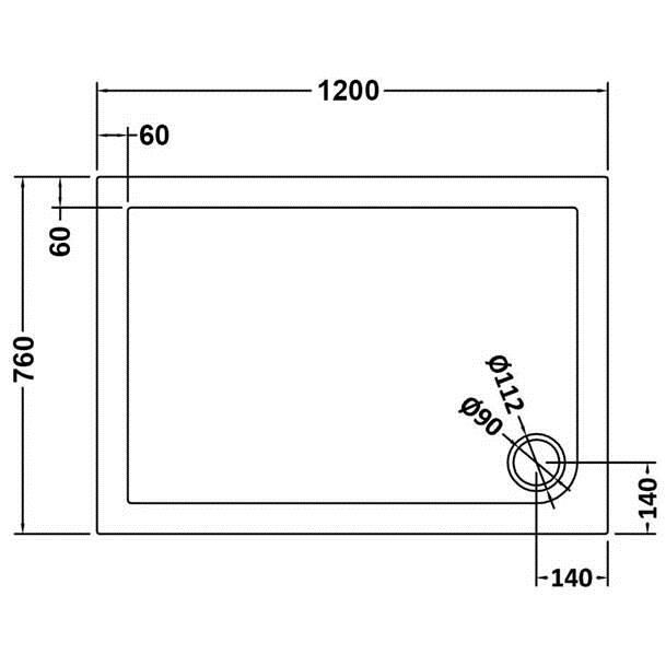 Bibe Slimline Rectangular Shower Tray - Slate Grey