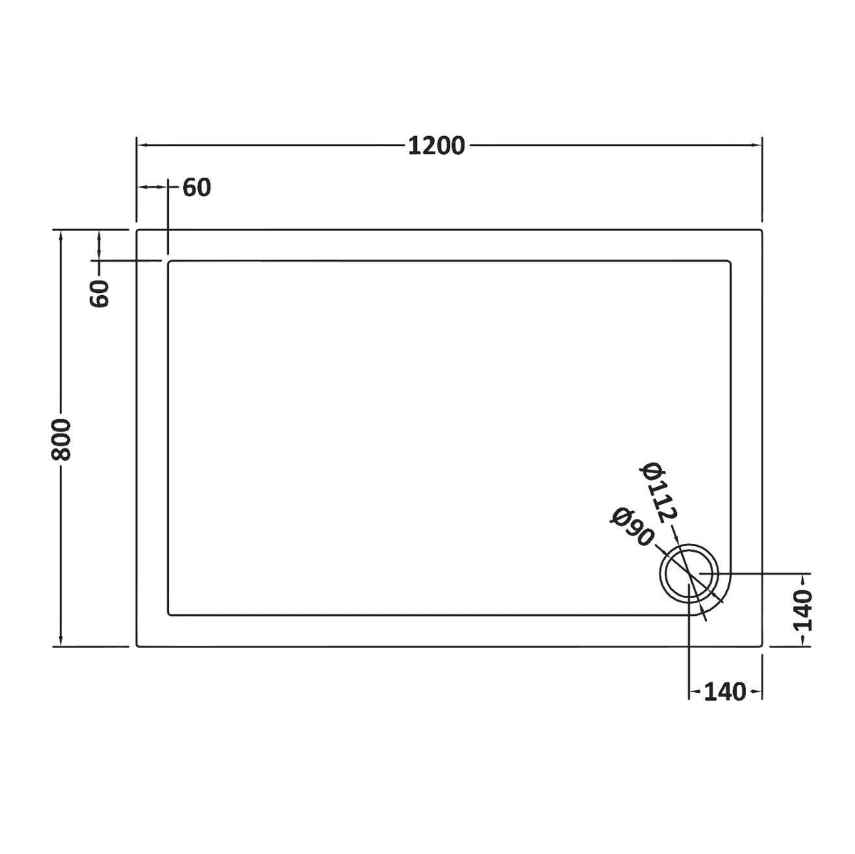Bibe Slimline Rectangular Shower Tray - Slate Grey