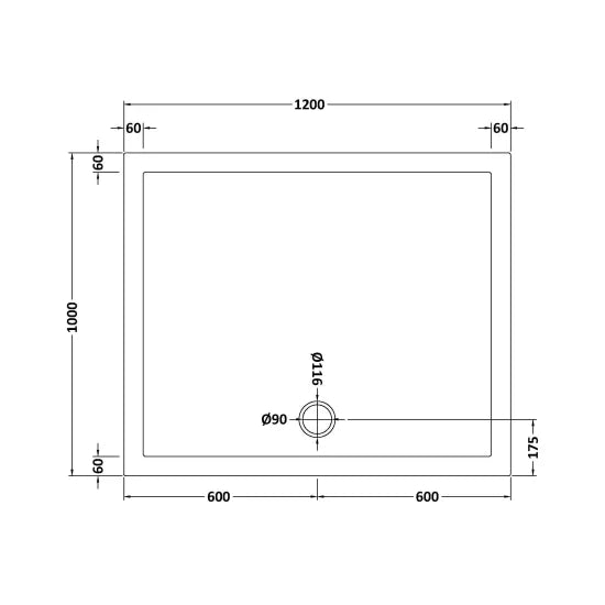 Bibe Slimline Rectangular Shower Tray - Slate Grey