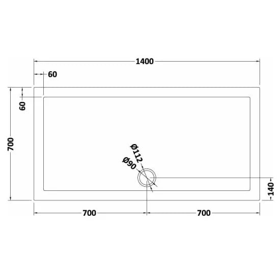 Bibe Slimline Rectangular Shower Tray - Slate Grey