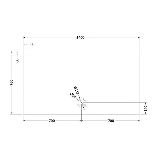 Bibe Slimline Rectangular Shower Tray - Slate Grey