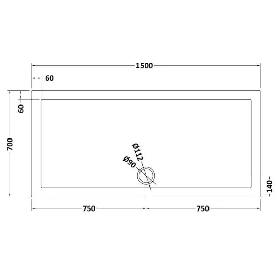 Bibe Slimline Rectangular Shower Tray - Slate Grey