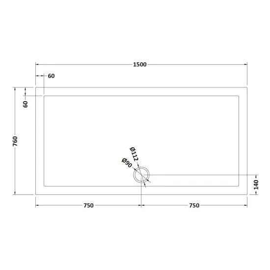 Bibe Slimline Rectangular Shower Tray - Slate Grey