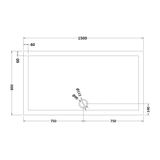 Bibe Slimline Rectangular Shower Tray - Slate Grey