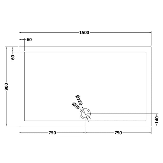 Bibe Slimline Rectangular Shower Tray - Slate Grey