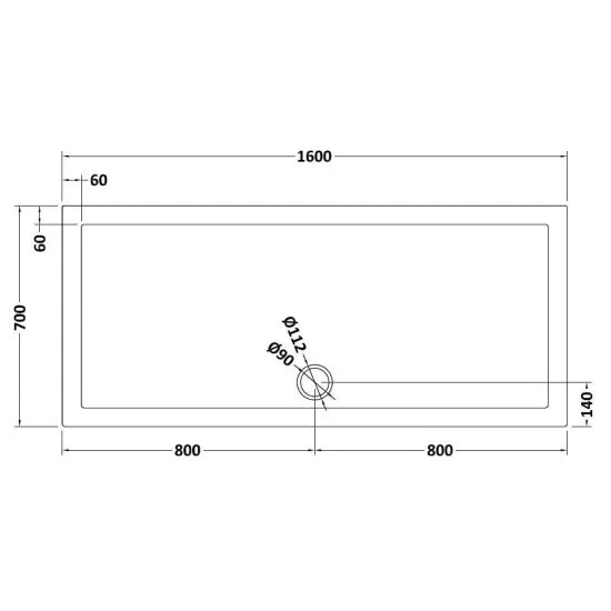 Bibe Slimline Rectangular Shower Tray - Slate Grey
