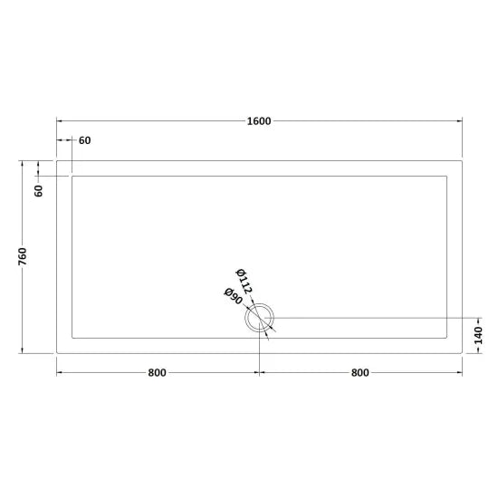 Bibe Slimline Rectangular Shower Tray - Slate Grey