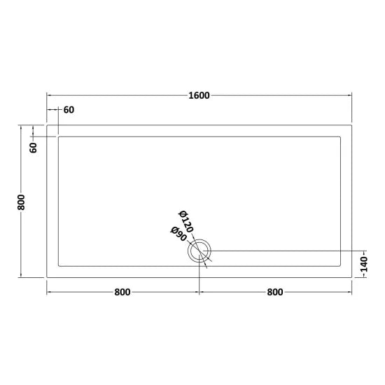 Bibe Slimline Rectangular Shower Tray - Slate Grey