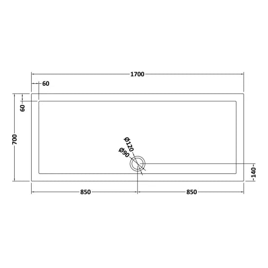 Bibe Slimline Rectangular Shower Tray - Slate Grey
