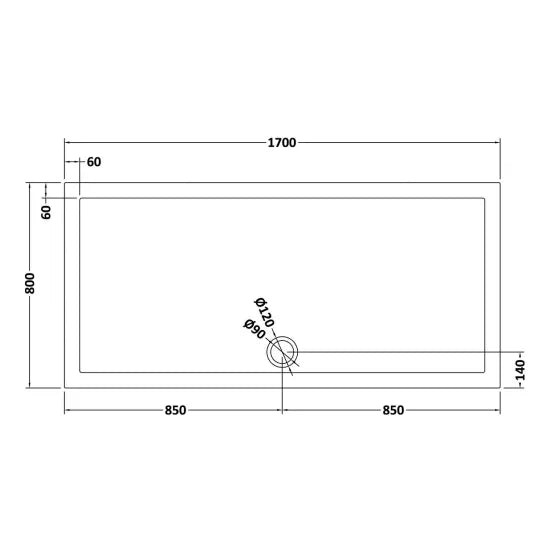 Bibe Slimline Rectangular Shower Tray - Slate Grey