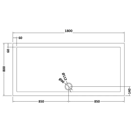 Bibe Slimline Rectangular Shower Tray - Slate Grey