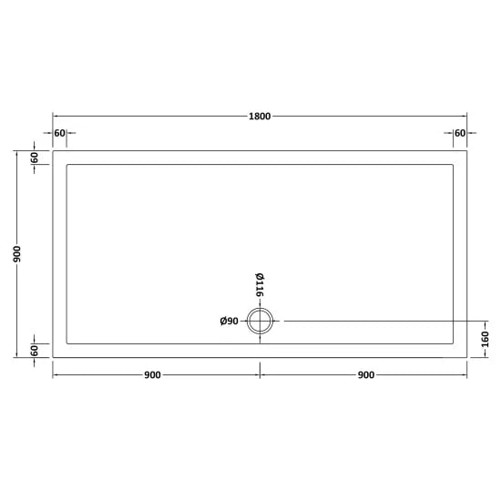 Bibe Slimline Rectangular Shower Tray - Slate Grey