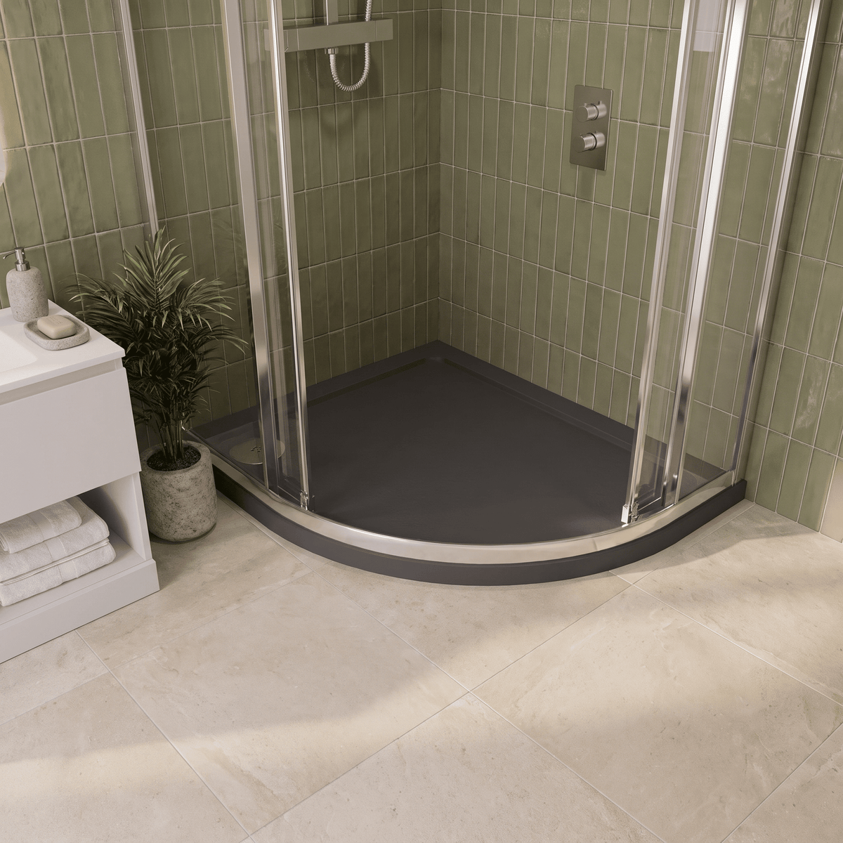 Alex Slimline Right Hand Offset Quadrant Shower Tray