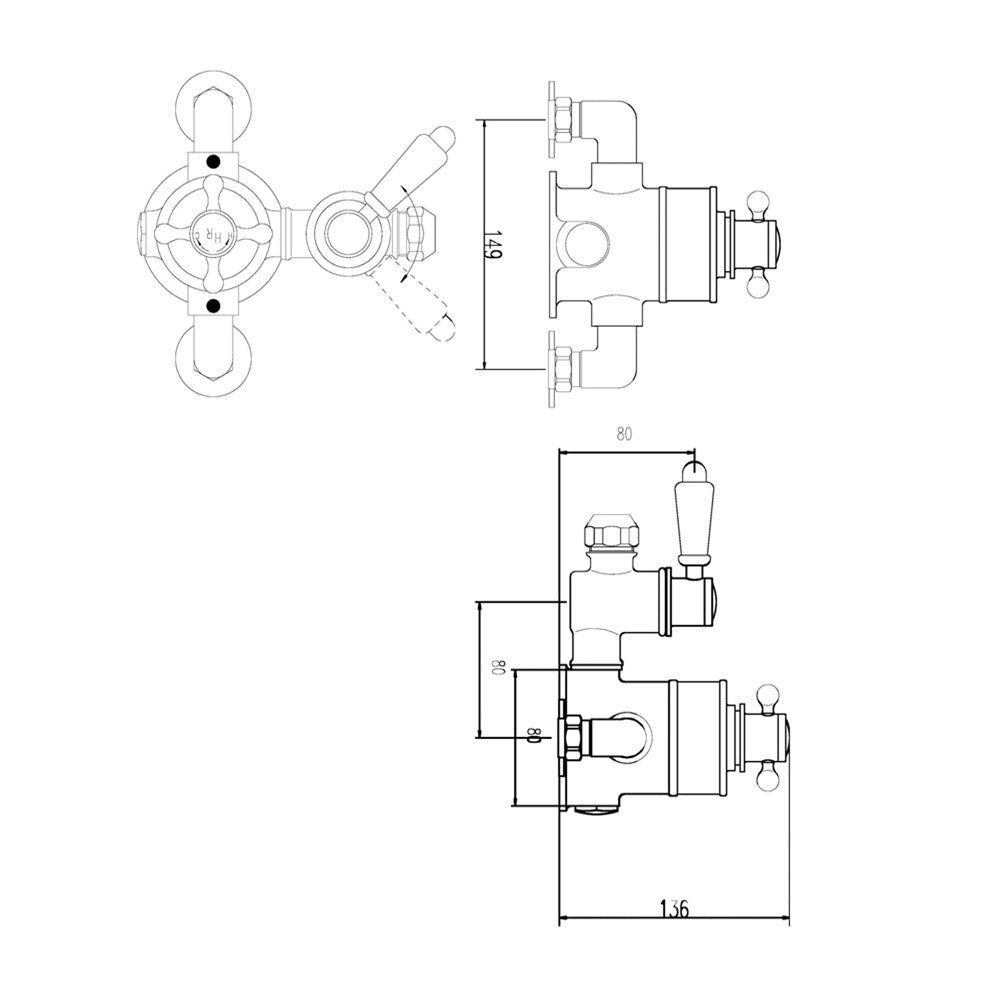 Claremont Traditional Thermostatic 1 Outlet Exposed Shower Valve