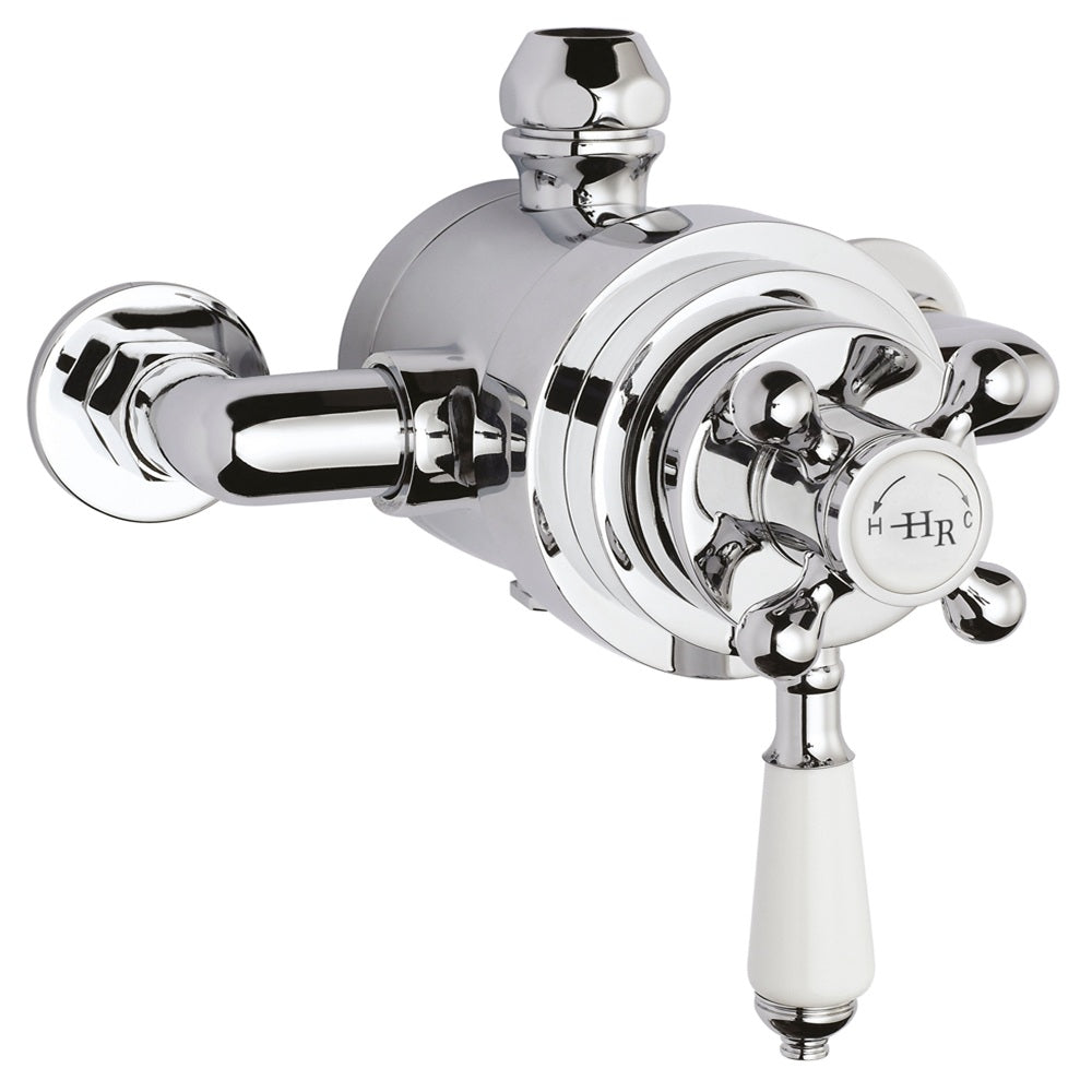 Claremont 1 Outlet Exposed Shower Valve - Chrome/White