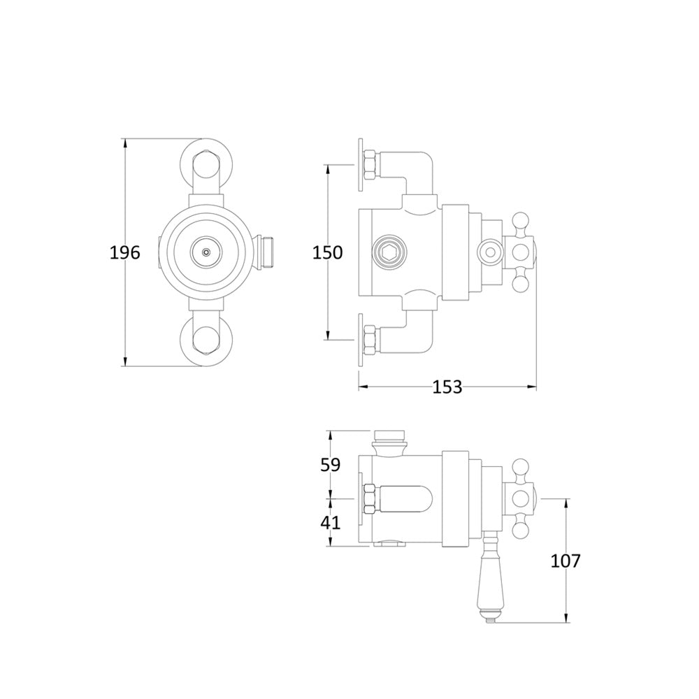 Claremont 1 Outlet Exposed Shower Valve - Chrome/White