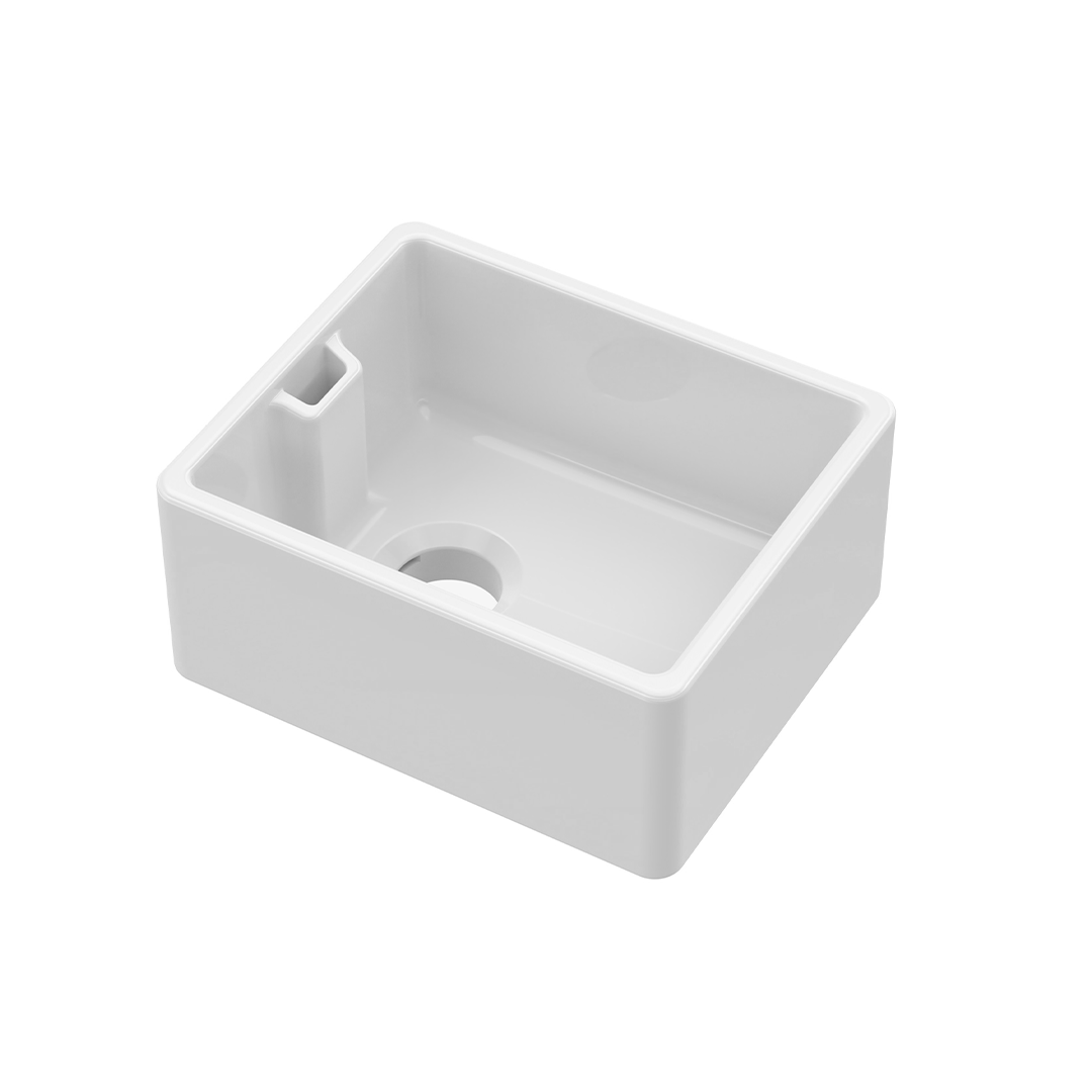 Nuie Belfast Sink, Compact White Fireclay Kitchen Sink with Timeless Design and Premium Finish, 460 x 380 x 205mm