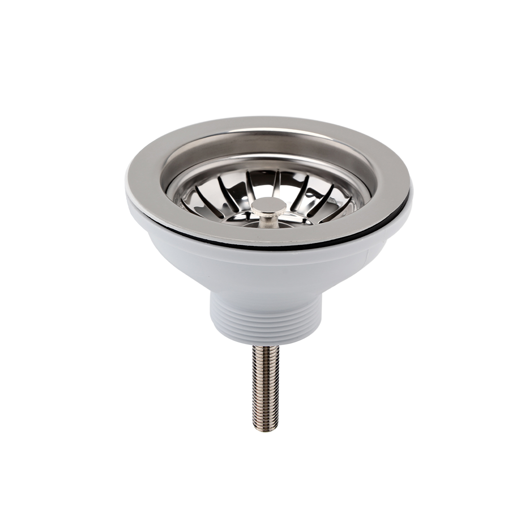 Nuie Fireclay Sinks Pull Out Basket Strainer Waste without Overflow, Kitchen Sink Waste Strainer, Chrome,90mm