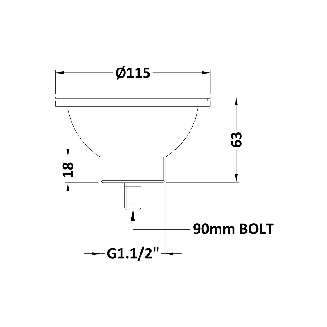 Nuie Fireclay Sinks Pull Out Basket Strainer Waste without Overflow, Kitchen Sink Waste Strainer, Brushed Nickel, 90mm