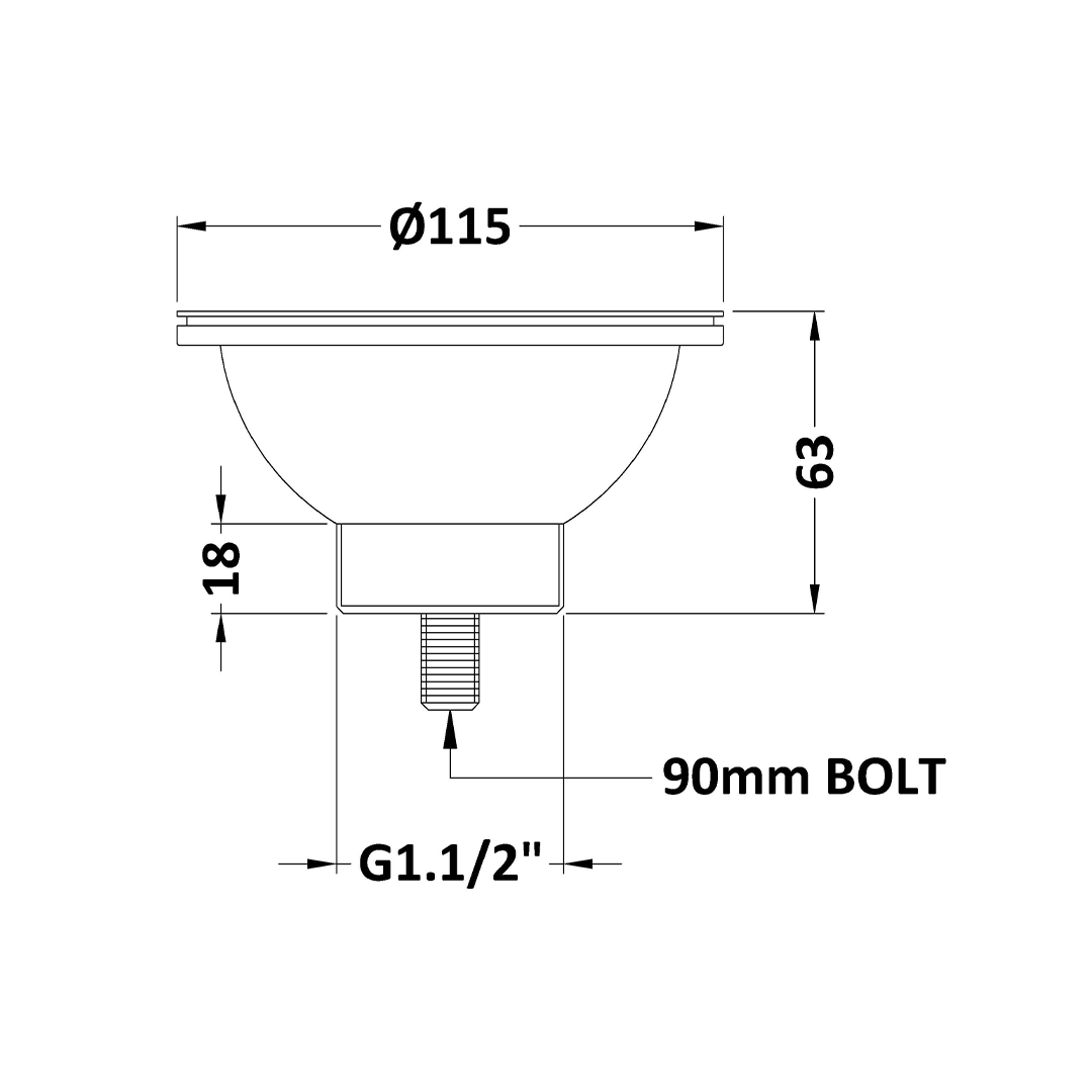 Nuie Fireclay Sinks Pull Out Basket Strainer Waste without Overflow, Kitchen Sink Waste Strainer, Brushed Pewter, 90mm