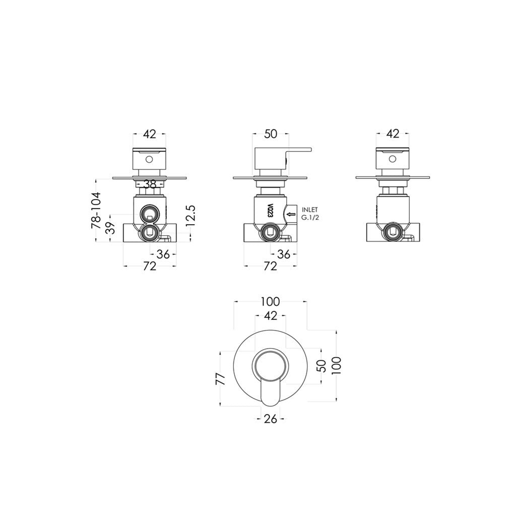 Astor Concealed 2/3/4 Way Diverter Valve - Chrome