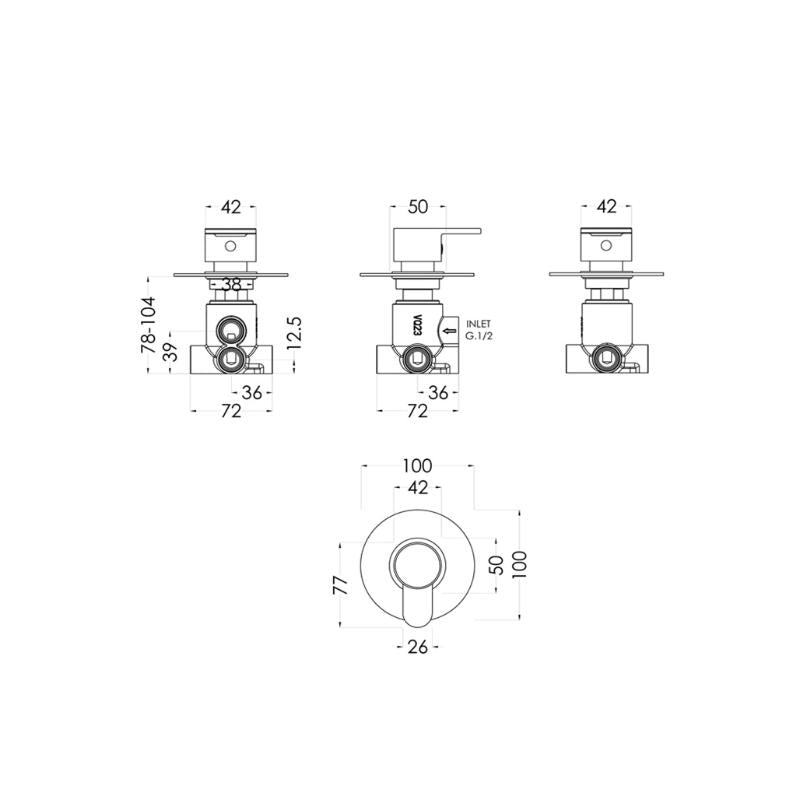 Astor Concealed 2/3/4 Way Diverter Valve - Chrome