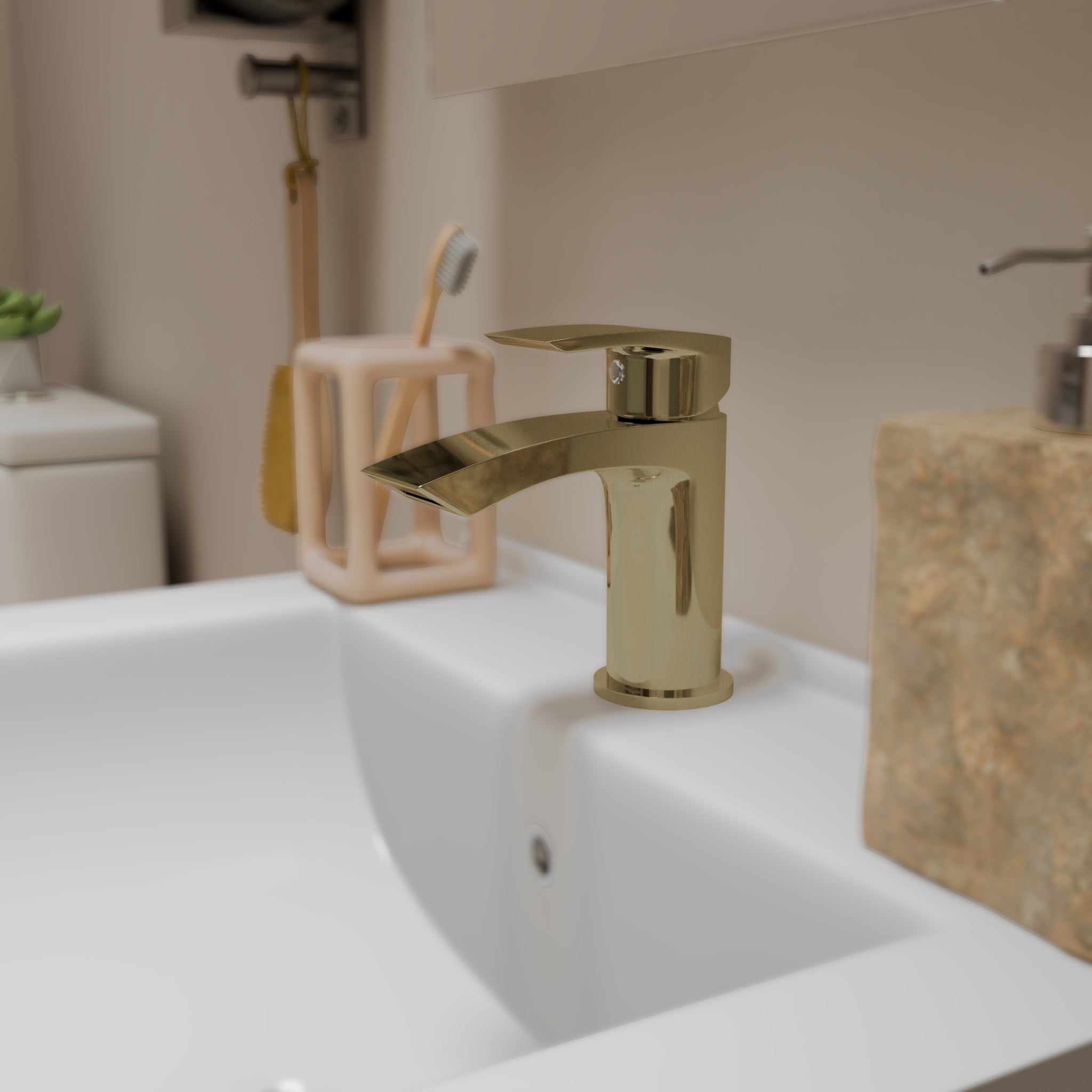 Cascade Mono Basin Mixer Tap with Push Button Waste