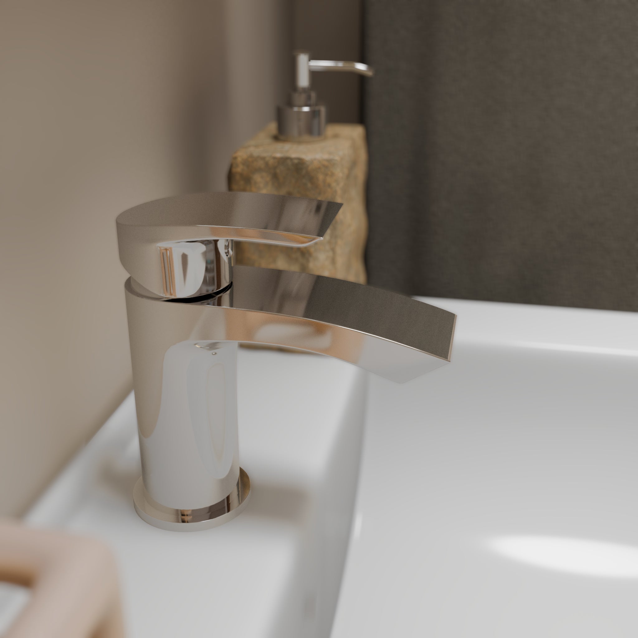 Cascade Mono Basin Mixer Tap with Push Button Waste