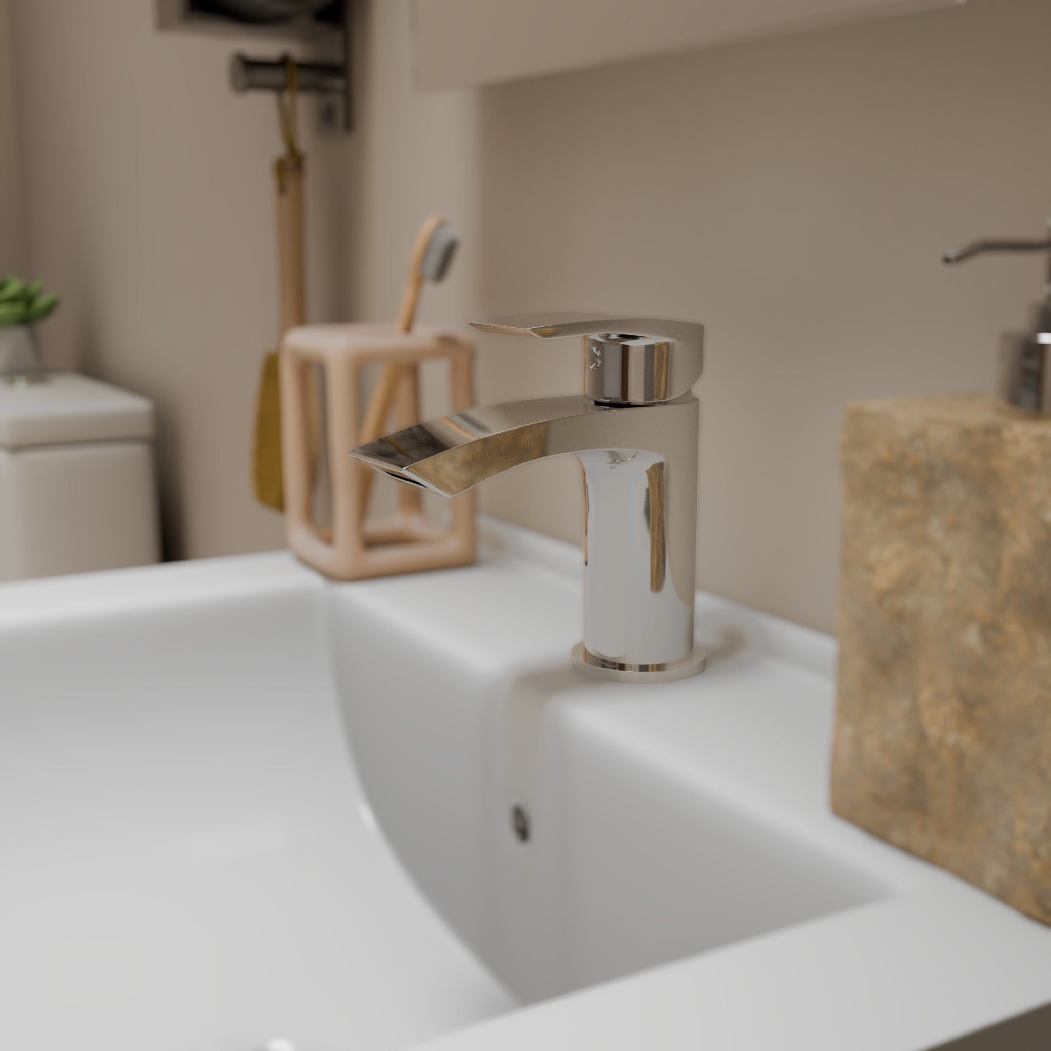 Cascade Mono Basin Mixer Tap with Push Button Waste