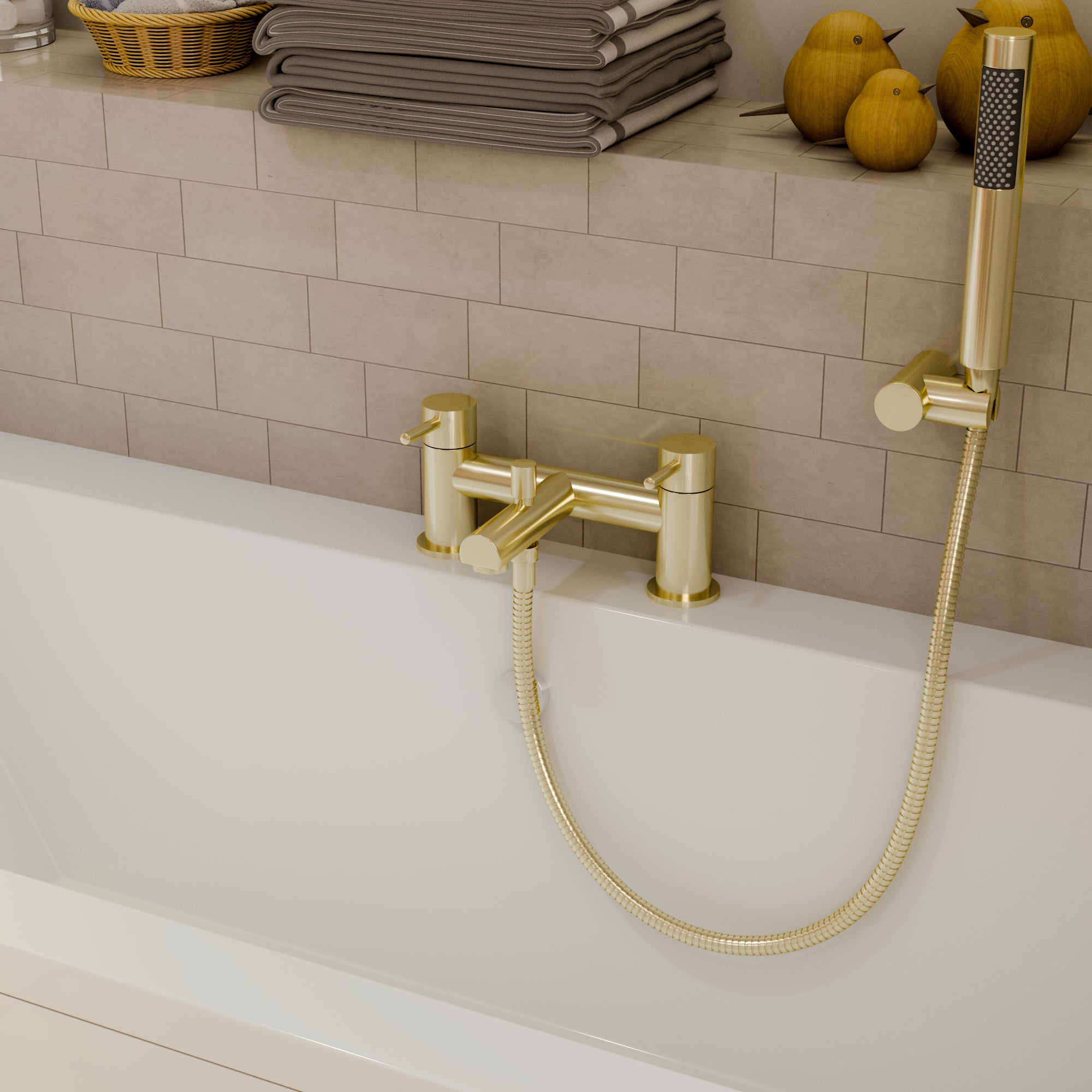 Delta Round lever Bath Shower Mixer Tap with Kit