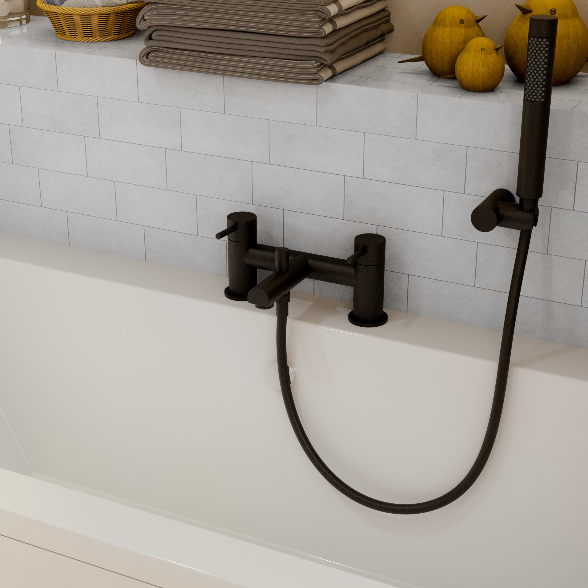 Delta Round lever Bath Shower Mixer Tap with Kit