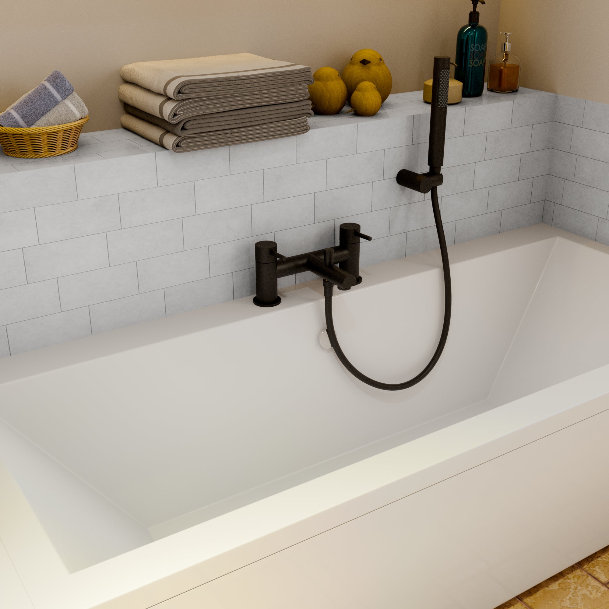 Delta Round lever Bath Shower Mixer Tap with Kit