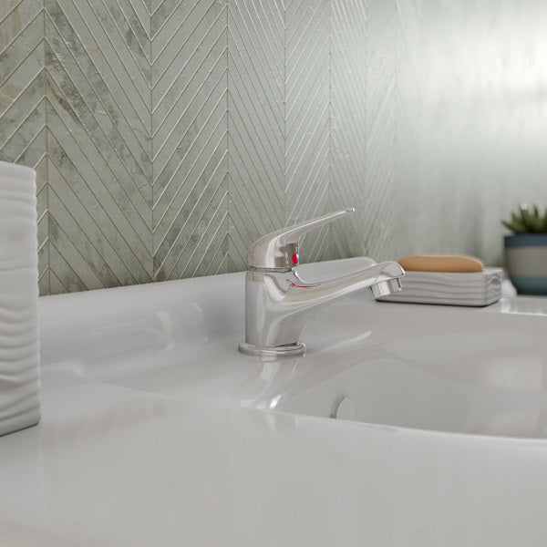 Eco Mono Basin Mixer Tap with Push Button Waste - Chrome