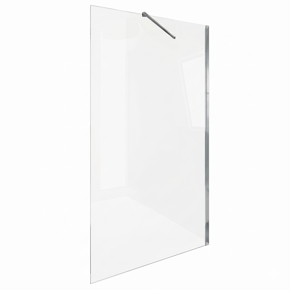 VeeBath Safira 8mm Glass Walk-In Wet Room Shower Screen Panel - Chrome