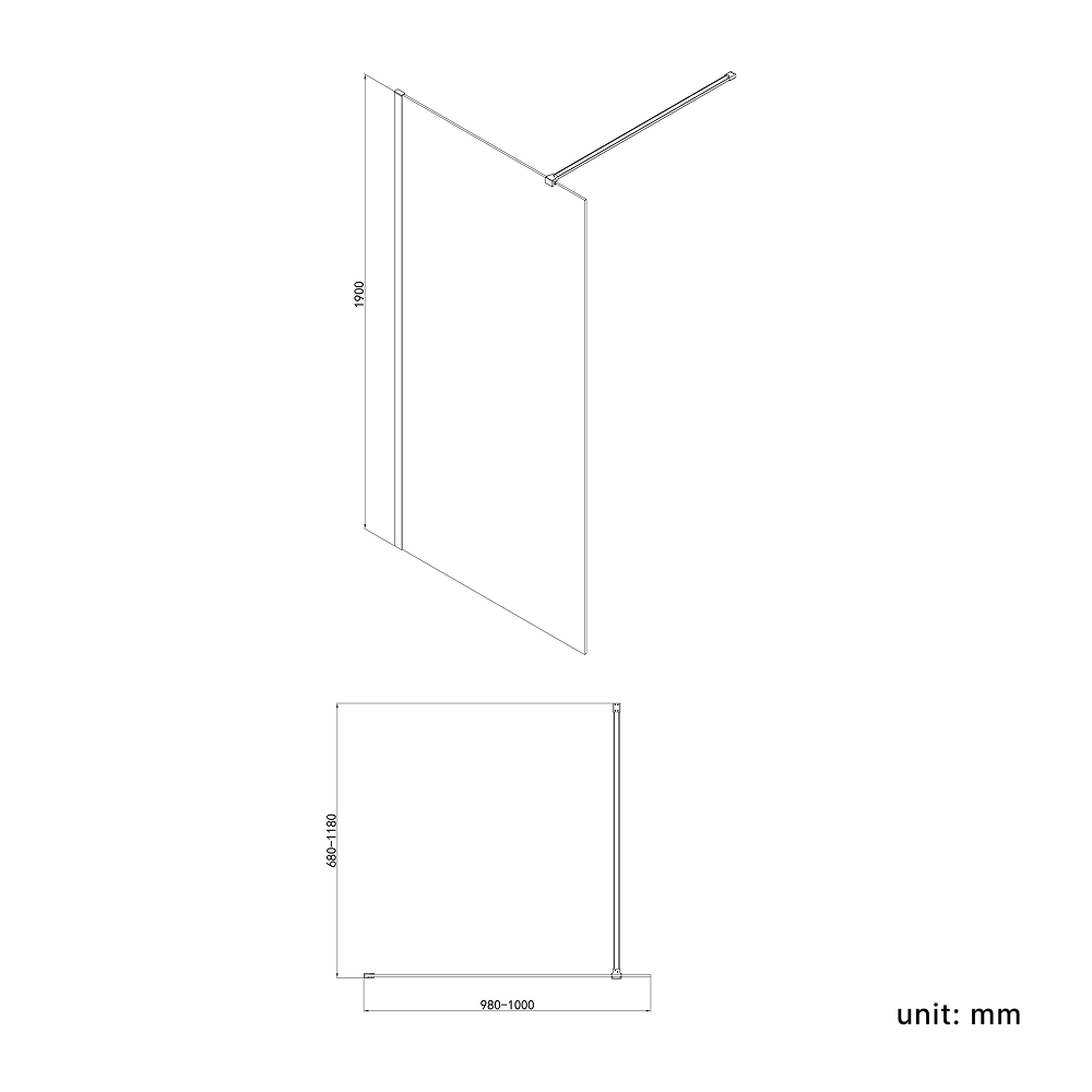 VeeBath Safira 8mm Glass Walk-In Wet Room Shower Screen Panel - Chrome
