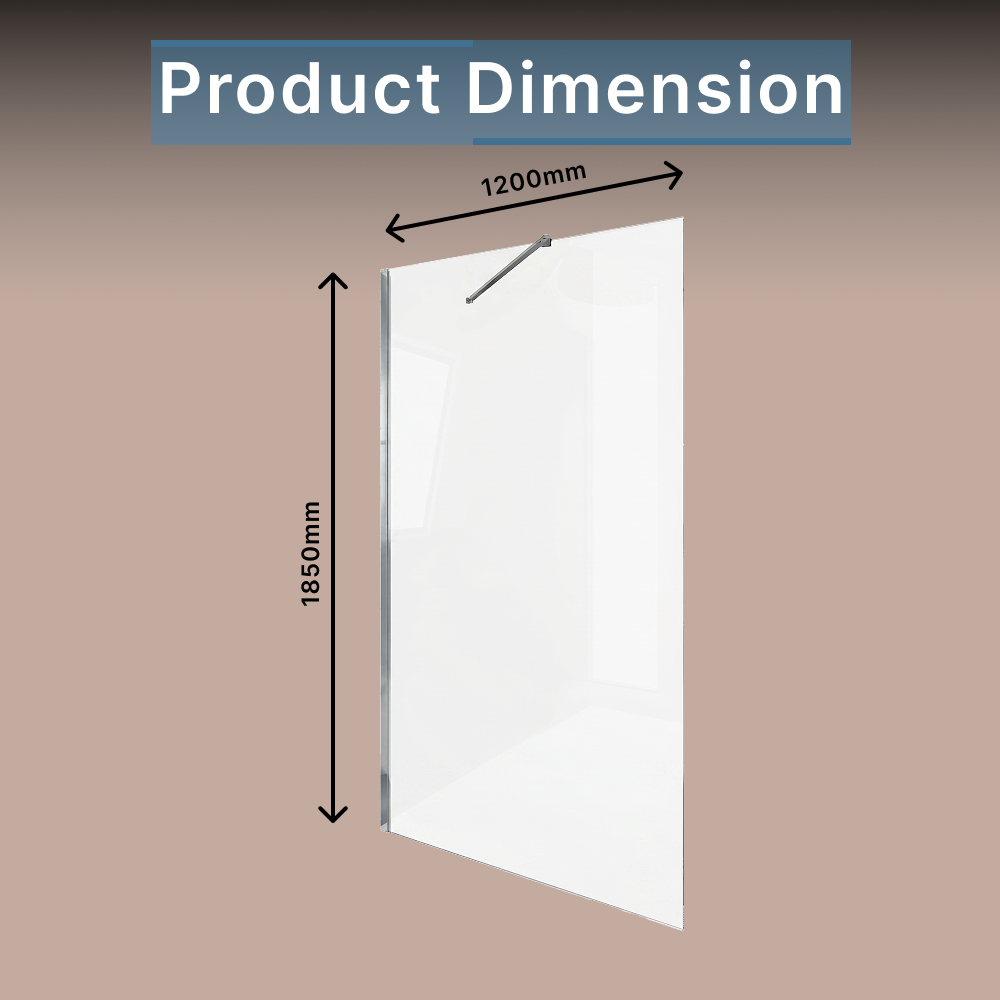VeeBath Safira 8mm Glass Walk-In Wet Room Shower Screen Panel - Chrome