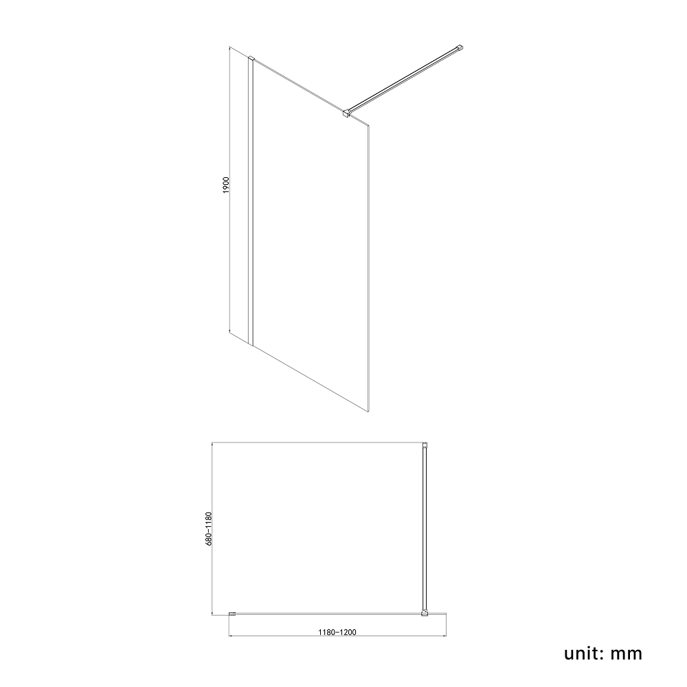 VeeBath Safira 8mm Glass Walk-In Wet Room Shower Screen Panel - Chrome