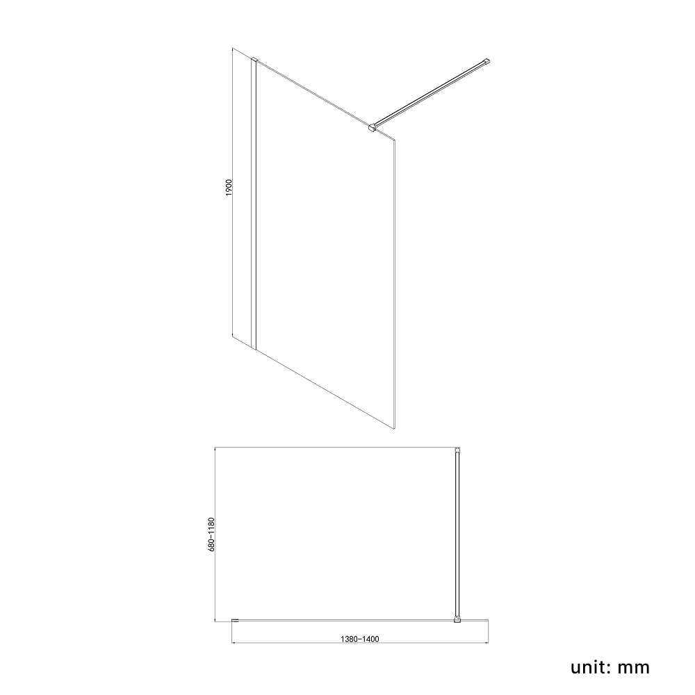 VeeBath Safira 8mm Glass Walk-In Wet Room Shower Screen Panel - Chrome