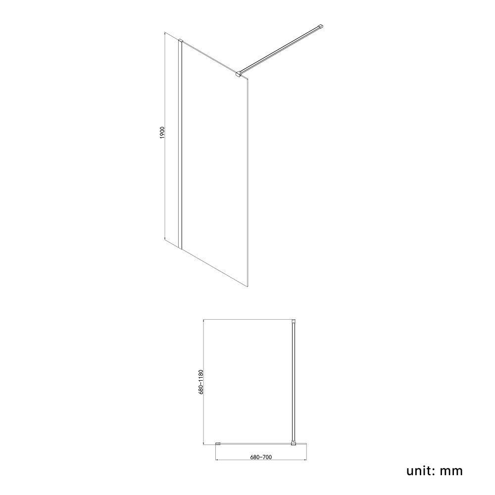 VeeBath Safira 8mm Glass Walk-In Wet Room Shower Screen Panel - Chrome
