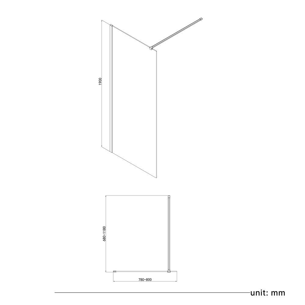 VeeBath Safira 8mm Glass Walk-In Wet Room Shower Screen Panel - Chrome