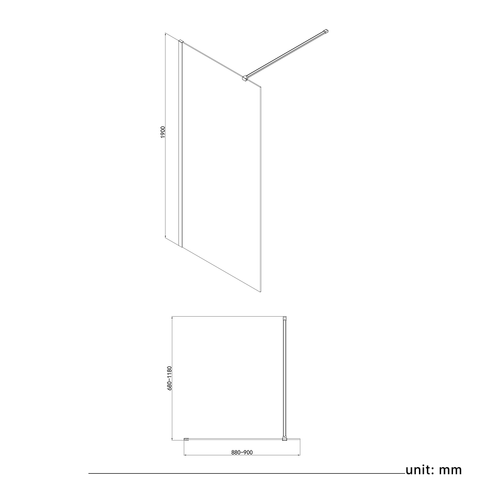 VeeBath Safira 8mm Glass Walk-In Wet Room Shower Screen Panel - Chrome