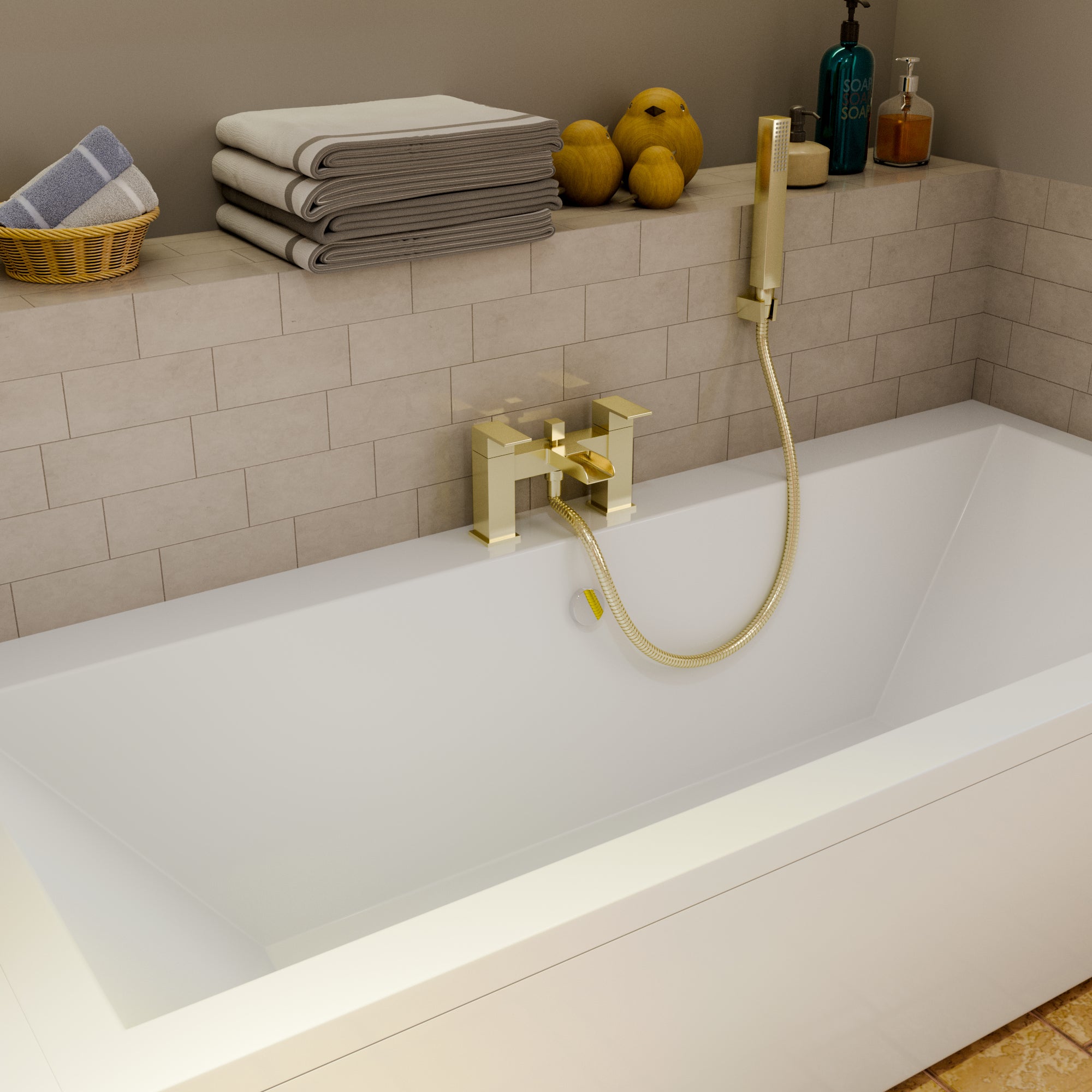 Kinetic Square Waterfall Bath Shower Mixer Filler Tap
